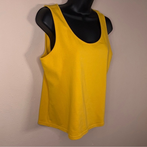 PETITE LARGE RELATIVITY YELLOW TANK TOP SLEEVELESS STRETCH CASUAL SCOOP NECKLINE - Picture 9 of 13